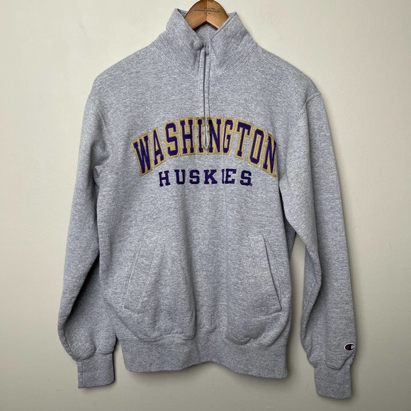 Champion Other - Champion Washington Huskies Embroidered Half Zip Sweatshirt Grey Mens M
